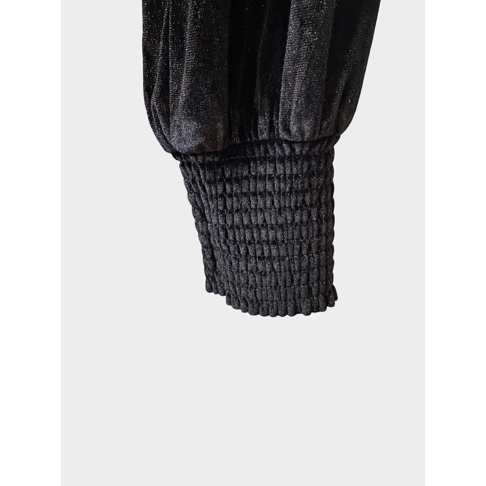 Baltic Born Black Velvet Maxi Dress Mock Neck Smocked Cuff Small Gothic Witchy - Picture 7 of 10